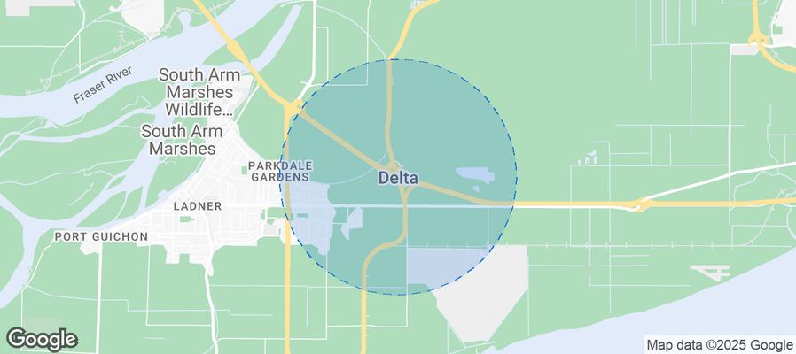 Map of Airbnb listings in Delta