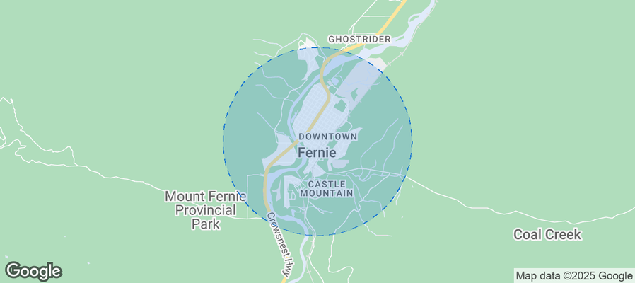 Map of Airbnb listings in Fernie