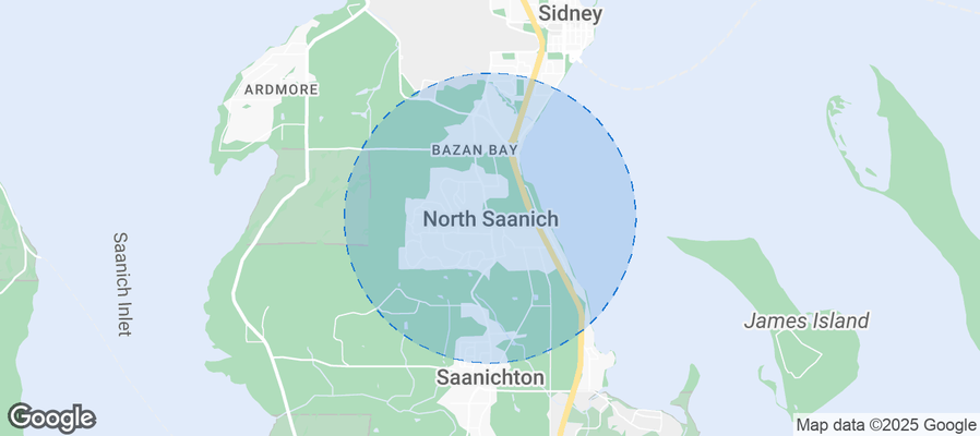 Map of Airbnb listings in North Saanich