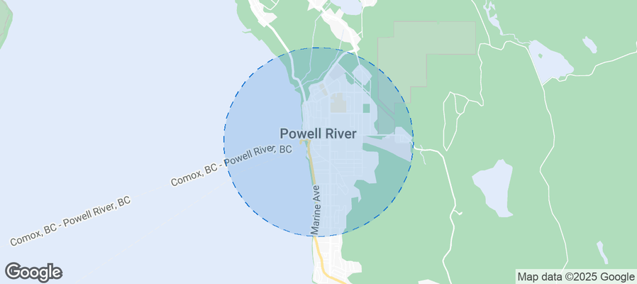 Map of Airbnb listings in Powell River