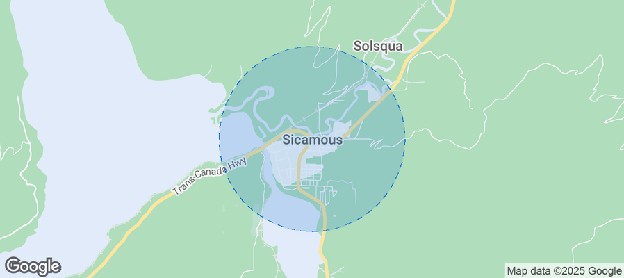 Map of Airbnb listings in Sicamous