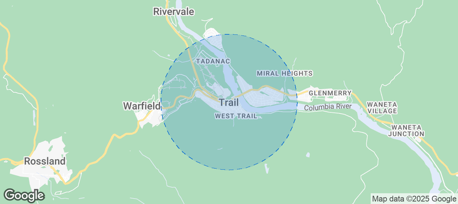 Map of Airbnb listings in Trail