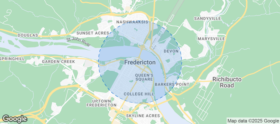 Map of Airbnb listings in Fredericton