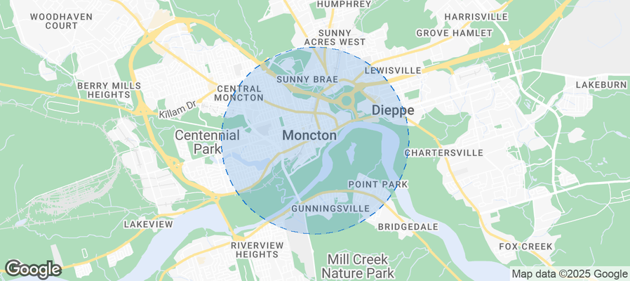 Map of Airbnb listings in Moncton