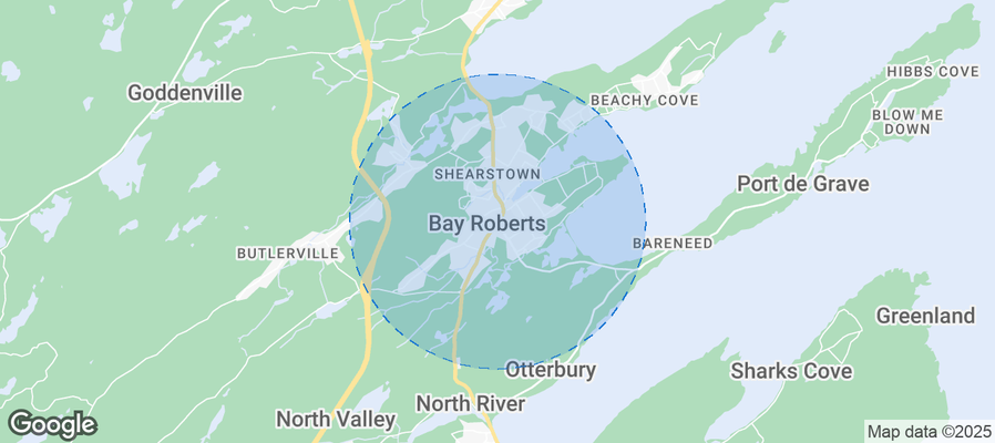 Map of Airbnb listings in Bay Roberts