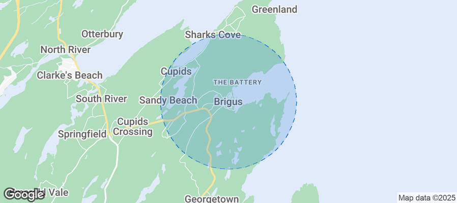 Map of Airbnb listings in Brigus