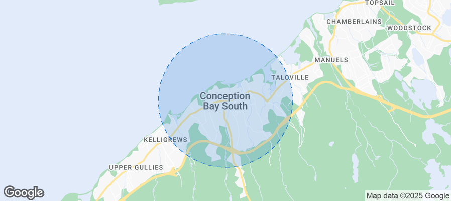 Map of Airbnb listings in Conception Bay South