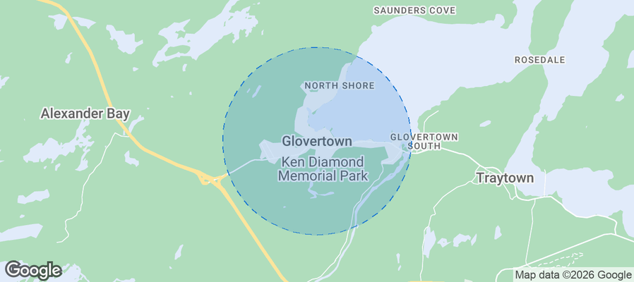 Map of Airbnb listings in Glovertown