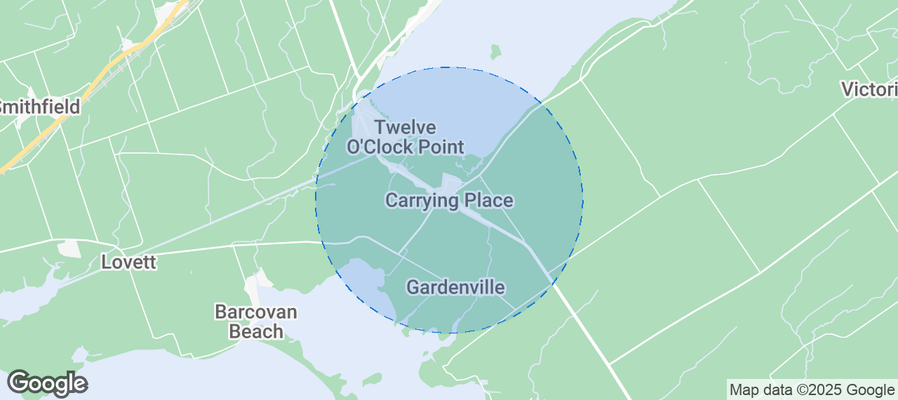 Map of Airbnb listings in Carrying Place
