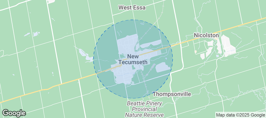 Map of Airbnb listings in New Tecumseth
