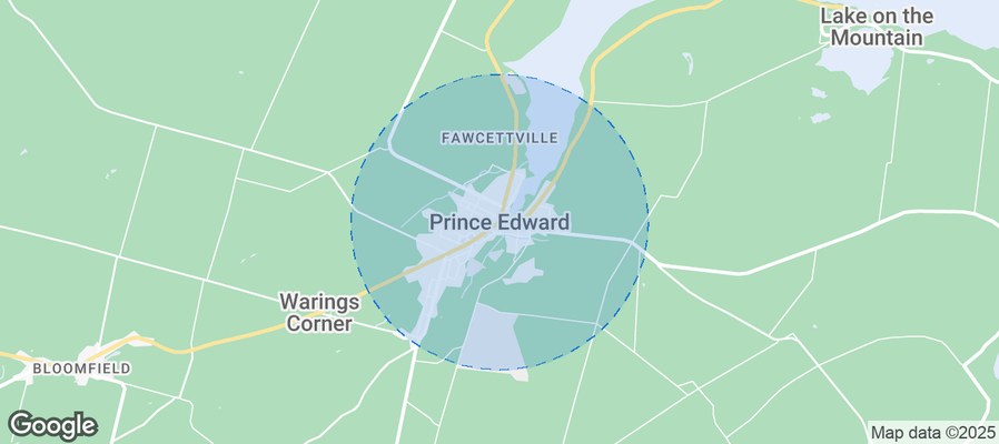 Map of Airbnb listings in Prince Edward