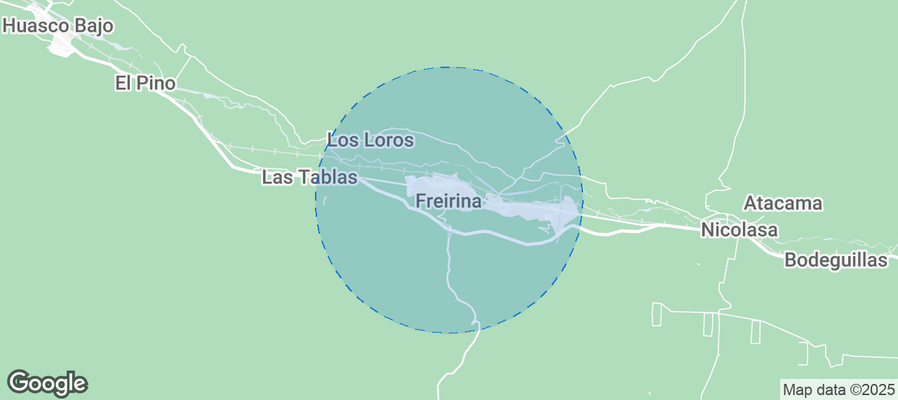Map of Airbnb listings in Freirina