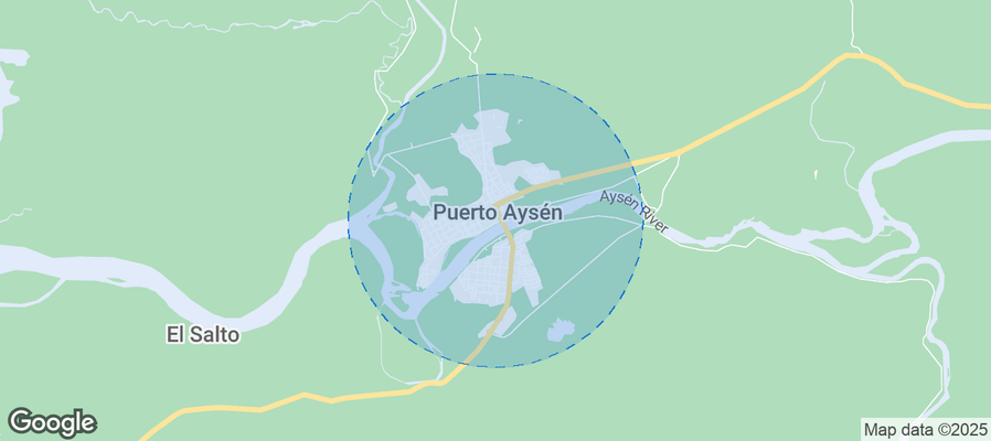 Map of Airbnb listings in Aysén