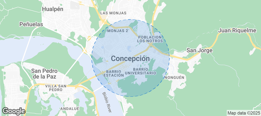 Map of Airbnb listings in Concepción