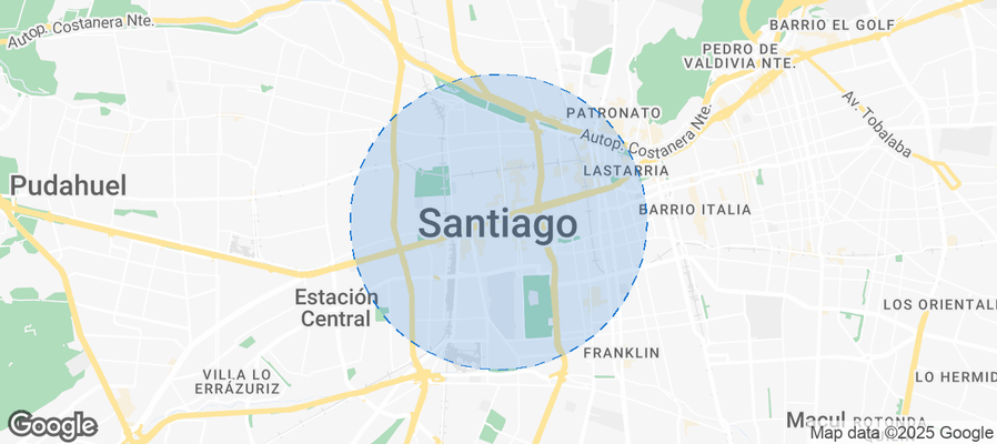 Map of Airbnb listings in Santiago