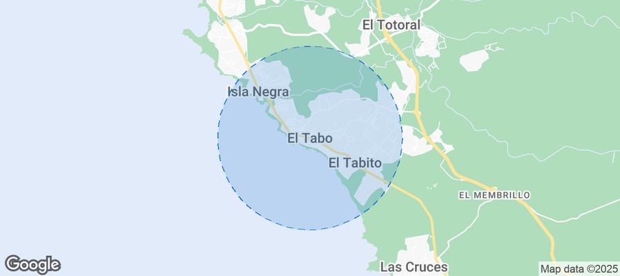Map of Airbnb listings in El Tabo
