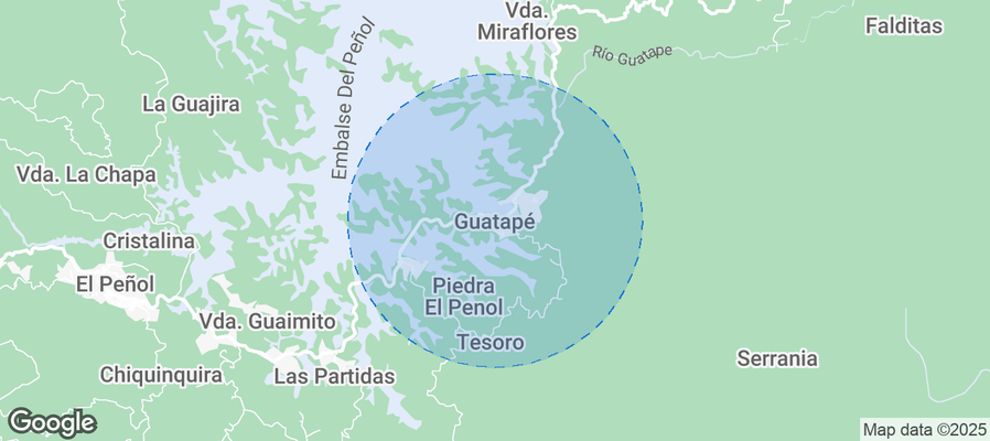 Map of Airbnb listings in Guatapé