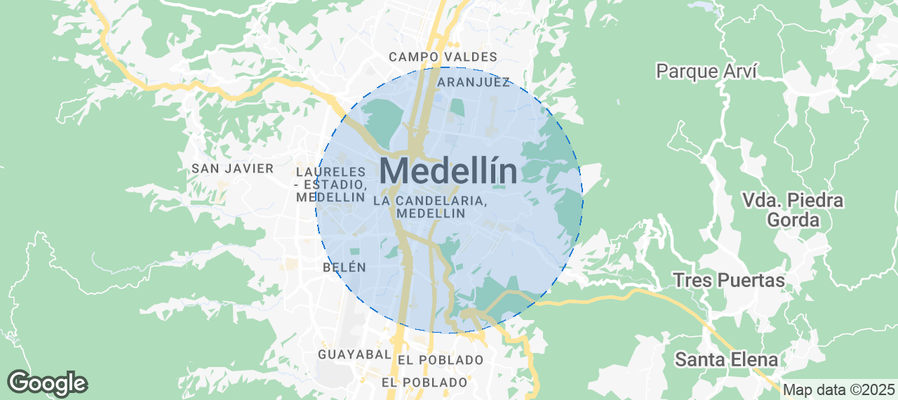 Map of Airbnb listings in Medellín