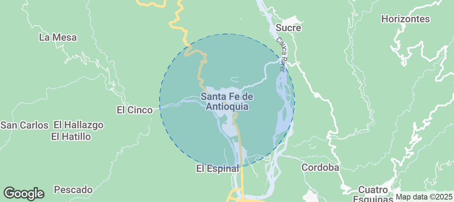 Map of Airbnb listings in Santa Fe de Antioquia