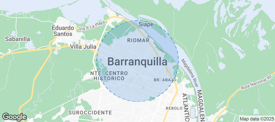 Map of Airbnb listings in Barranquilla