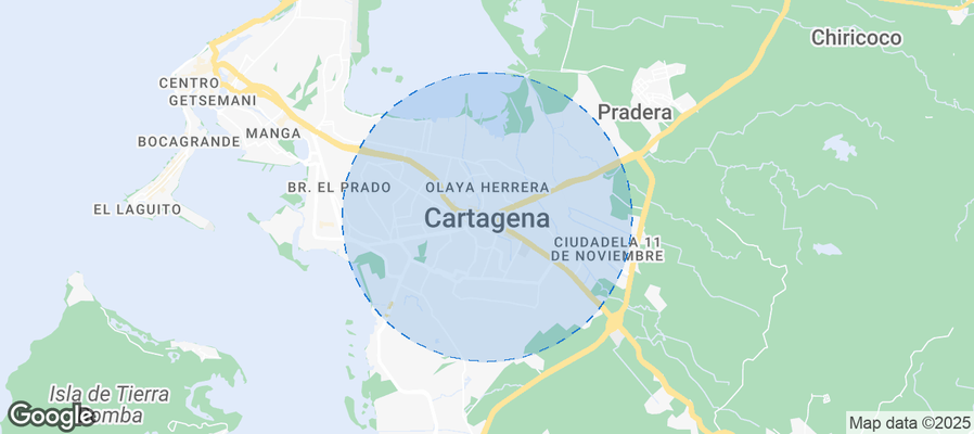 Map of Airbnb listings in Cartagena