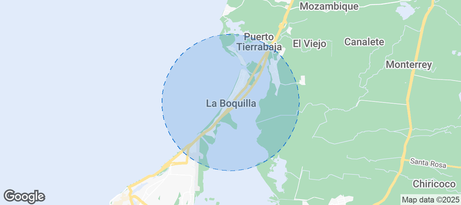 Map of Airbnb listings in La Boquilla