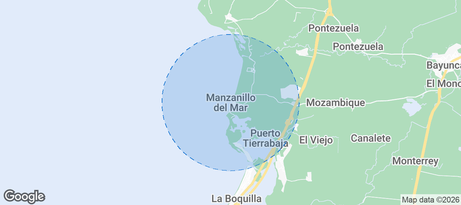 Map of Airbnb listings in Manzanillo del Mar