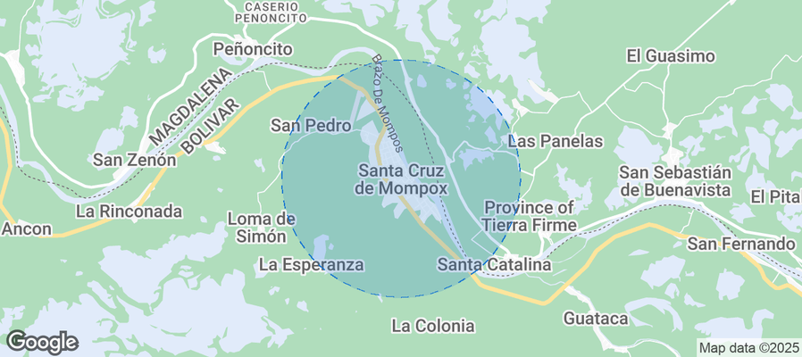 Map of Airbnb listings in Santa Cruz de Mompóx