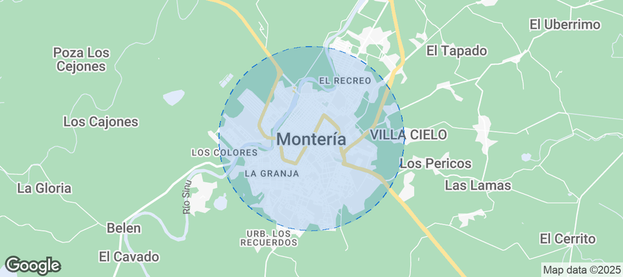 Map of Airbnb listings in Montería