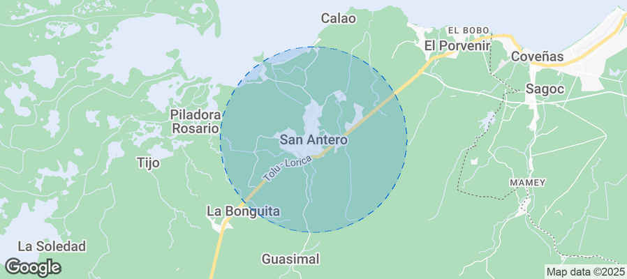 Map of Airbnb listings in San Antero