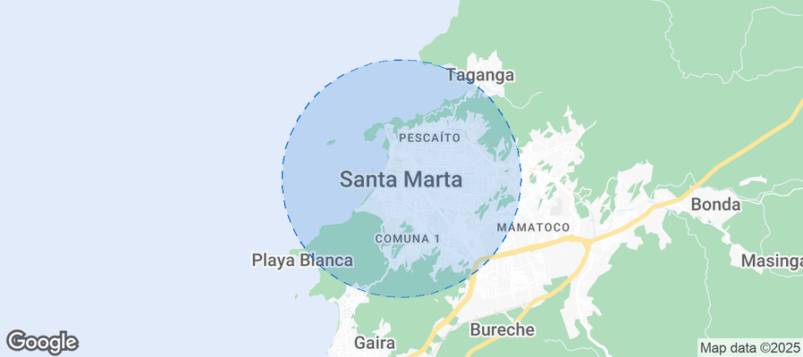 Map of Airbnb listings in Santa Marta
