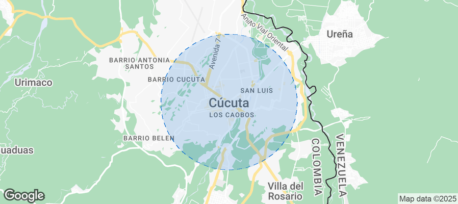 Map of Airbnb listings in Perímetro Urbano Cúcuta