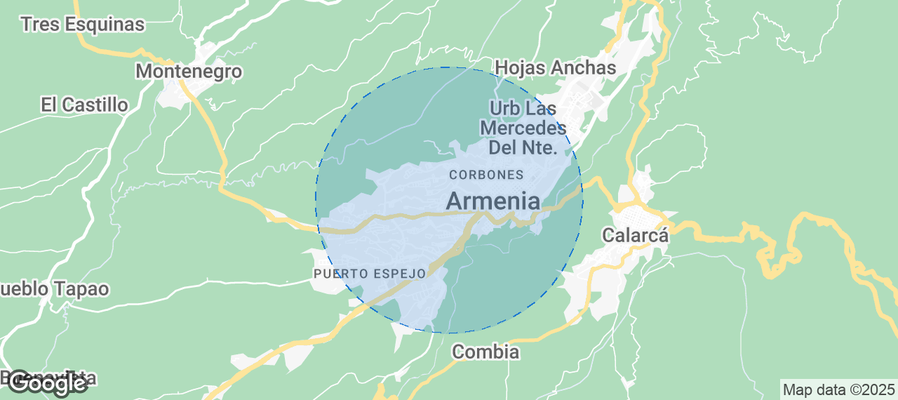 Map of Airbnb listings in Perímetro Urbano Armenia