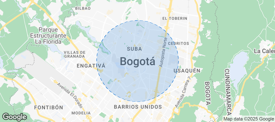 Map of Airbnb listings in Bogota, Capital District