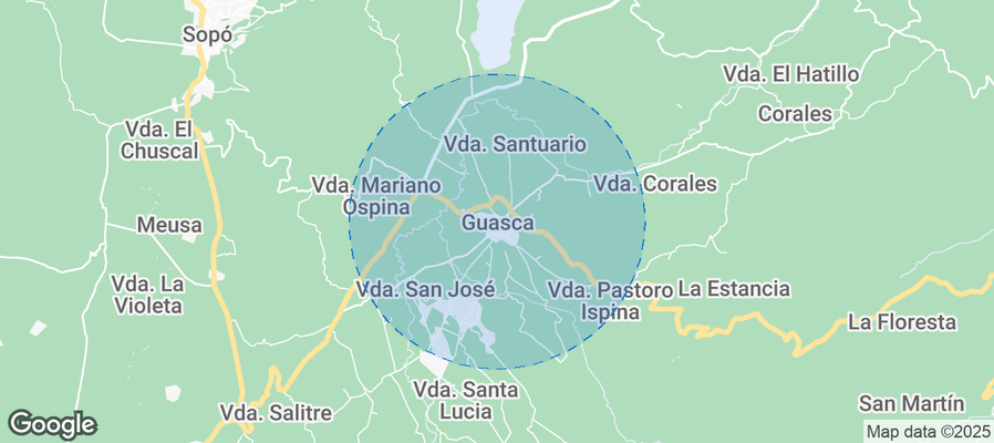 Map of Airbnb listings in Guasca