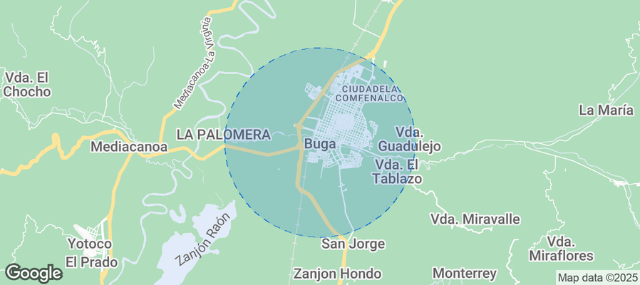 Map of Airbnb listings in Buga