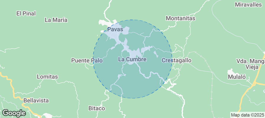Map of Airbnb listings in La Cumbre