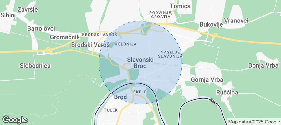 Map of Airbnb listings in Slavonski Brod