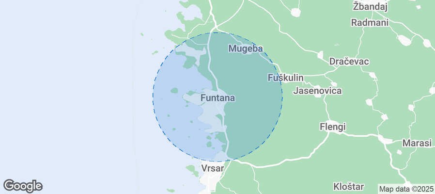 Map of Airbnb listings in Funtana