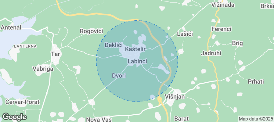 Map of Airbnb listings in Labinci