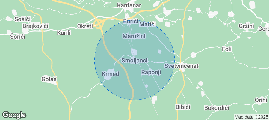Map of Airbnb listings in Smoljanci