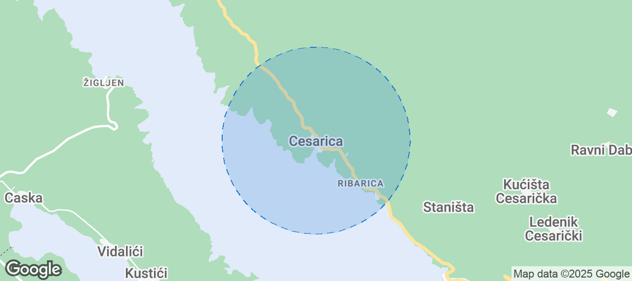 Map of Airbnb listings in Cesarica