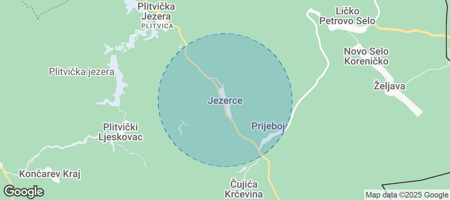 Map of Airbnb listings in Jezerce