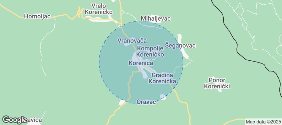 Map of Airbnb listings in Korenica
