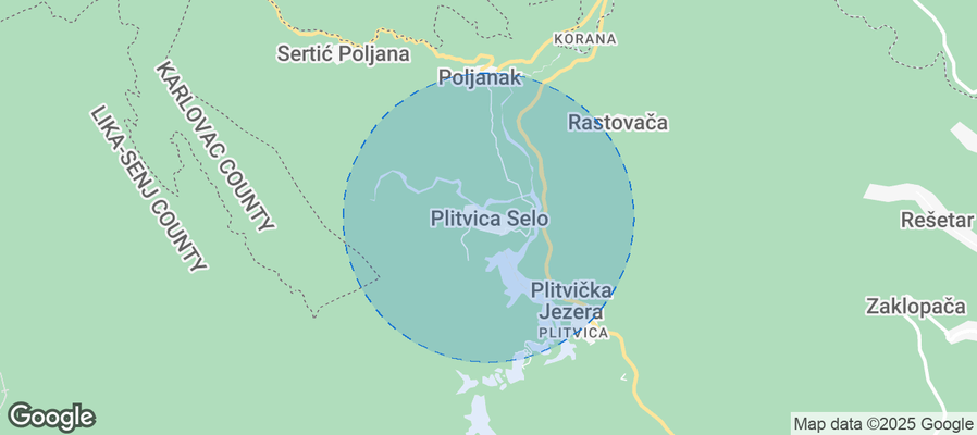 Map of Airbnb listings in Plitvica Selo