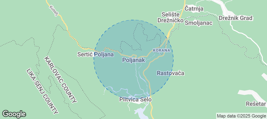 Map of Airbnb listings in Poljanak