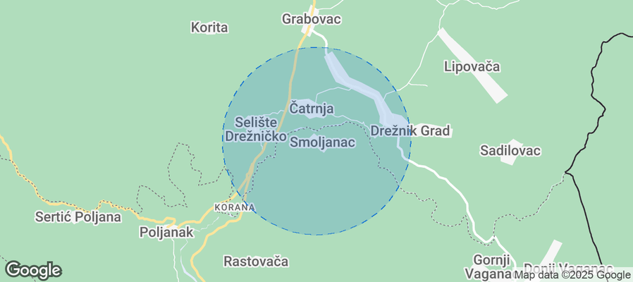 Map of Airbnb listings in Smoljanac