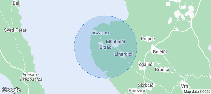 Map of Airbnb listings in Brzac