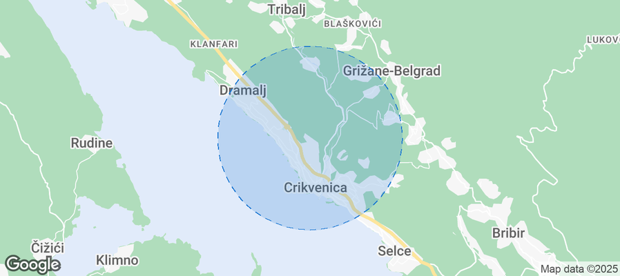 Map of Airbnb listings in Grad Crikvenica