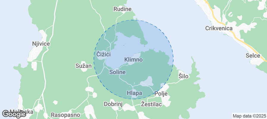 Map of Airbnb listings in Klimno